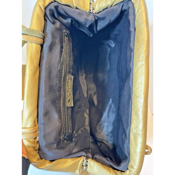 SAMIR VTG Leather Gold Western Boho Patchwork Metallic Cottagecore Handbag Rare - Picture 14 of 15